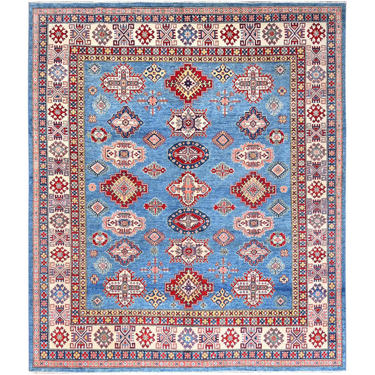 Kazak Wool Hand Knotted Rug Blue Ivory 8.3X9.8 -O086281