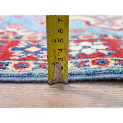 Kazak Wool Hand Knotted Rug Blue Red 2.7X9.7 -O086286