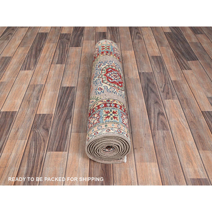 Kazak Wool Hand Knotted Rug Grey Blue 2.7X9.3 -O086289