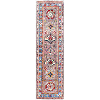 Kazak Wool Hand Knotted Rug Grey Blue 2.6X9.2 -O086290