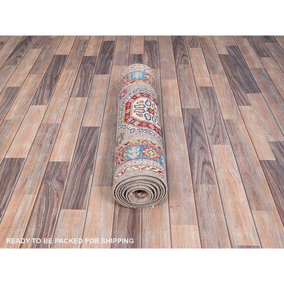 Kazak Wool Hand Knotted Rug Grey Blue 2.6X9.2 -O086290
