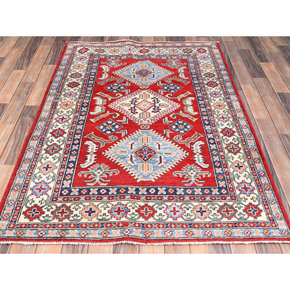 Kazak Wool Hand Knotted Rug Red Ivory 3.10X5.8 -O086296