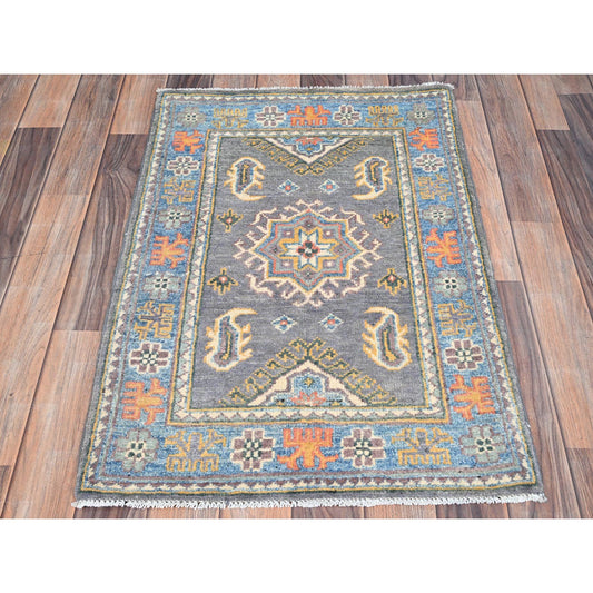 Kazak Wool Hand Knotted Rug Grey Blue 2.1X2.11 -O086303