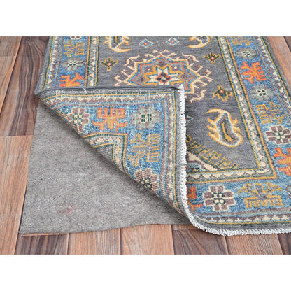 Kazak Wool Hand Knotted Rug Grey Blue 2.1X2.11 -O086303