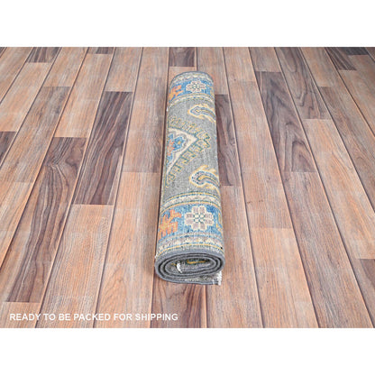 Kazak Wool Hand Knotted Rug Grey Blue 2.1X2.11 -O086303