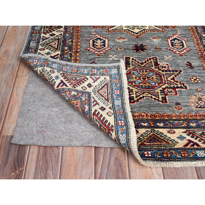Kazak Wool Hand Knotted Rug Grey Gray 3.1X4.10 -O086305