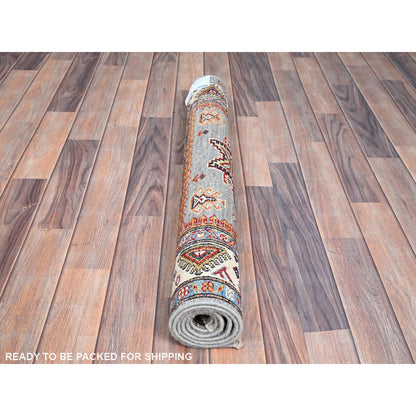 Kazak Wool Hand Knotted Rug Grey Gray 3.1X4.10 -O086305