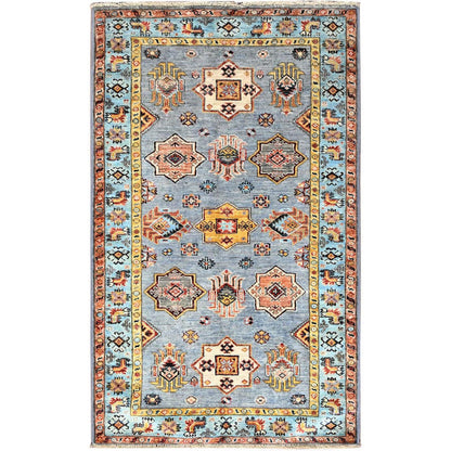 Kazak Wool Hand Knotted Rug Grey Gray 3.0X5.0 -O086308