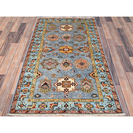 Kazak Wool Hand Knotted Rug Grey Gray 3.0X5.0 -O086308