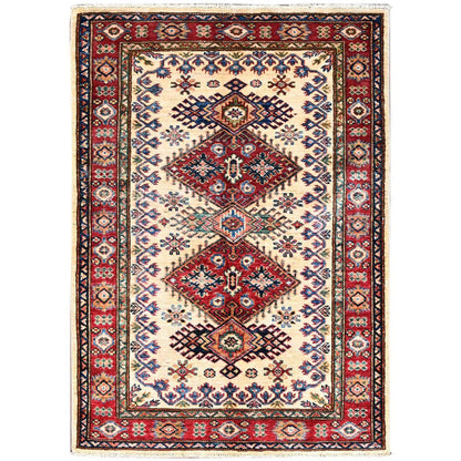 Kazak Wool Hand Knotted Rug Ivory Ivory 3.4X4.9 -O086309
