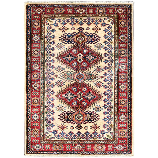 Kazak Wool Hand Knotted Rug Ivory Ivory 3.4X4.9 -O086309