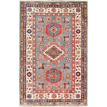 Kazak Wool Hand Knotted Rug Ivory Ivory 3.4X5.1 -O086315
