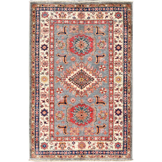 Kazak Wool Hand Knotted Rug Ivory Ivory 3.4X5.1 -O086315