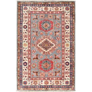 Kazak Wool Hand Knotted Rug Ivory Ivory 3.4X5.1 -O086315