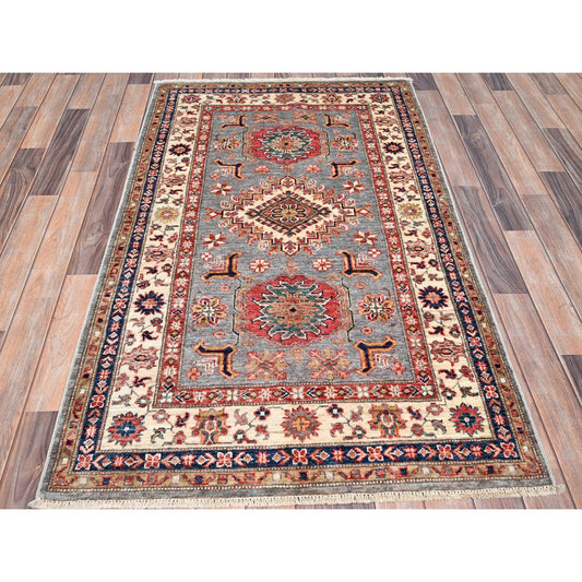 Kazak Wool Hand Knotted Rug Ivory Ivory 3.4X5.1 -O086315