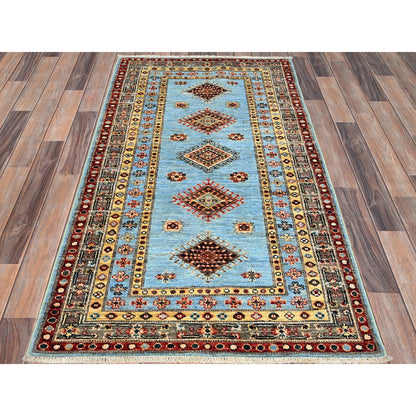 Kazak Wool Hand Knotted Rug Blue Blue 3.0X5.2 -O086319