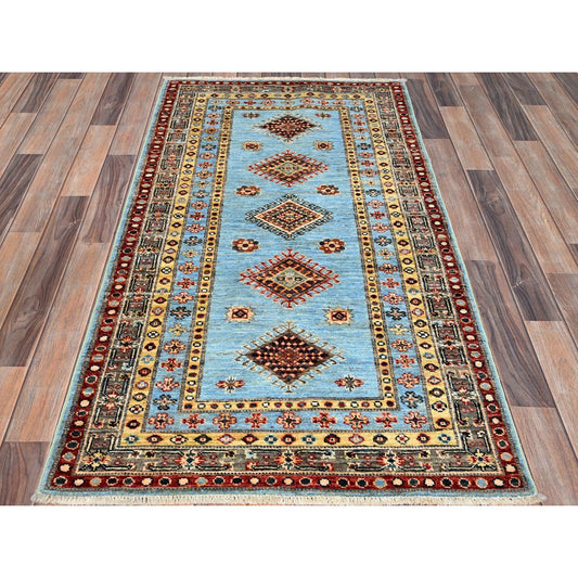 Kazak Wool Hand Knotted Rug Blue Blue 3.0X5.2 -O086319