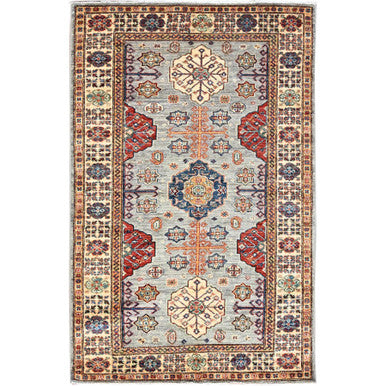 Kazak Wool Hand Knotted Rug Ivory Ivory 3.11X5.11 -O086320