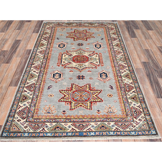 Kazak Wool Hand Knotted Rug Grey Grey 4.0X5.11 -O086323