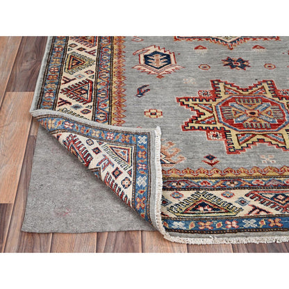 Kazak Wool Hand Knotted Rug Grey Grey 4.0X5.11 -O086323