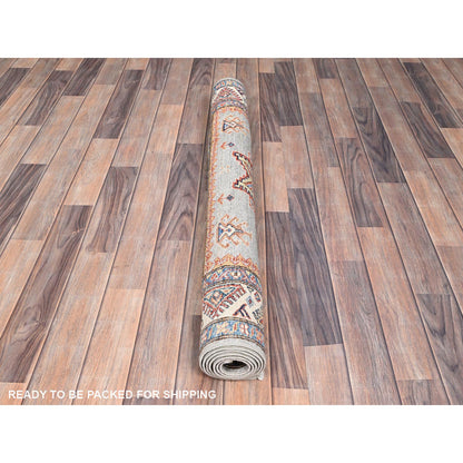 Kazak Wool Hand Knotted Rug Grey Grey 4.0X5.11 -O086323