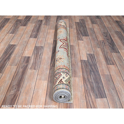 Kazak Wool Hand Knotted Rug Grey Ivory 4.1X5.9 -O086328