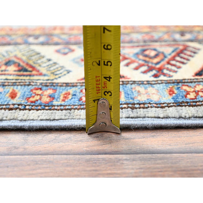 Kazak Wool Hand Knotted Rug Grey Ivory 4.1X5.9 -O086328