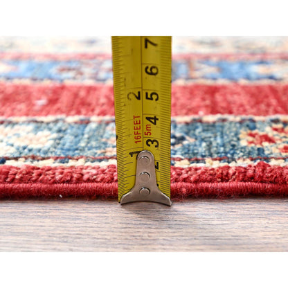 Tribal & Geometric Wool Hand Knotted Rug Beige Red 4.2X5.9 -O086360