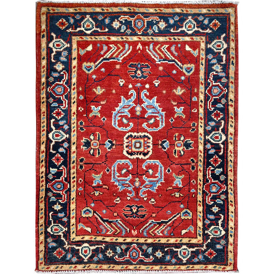 Heriz Wool Hand Knotted Rug Red Blue 2.1X2.10 -O086367