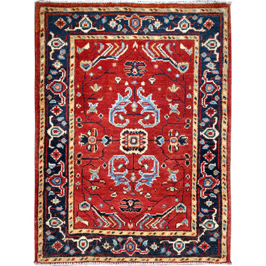 Heriz Wool Hand Knotted Rug Red Blue 2.1X2.10 -O086367