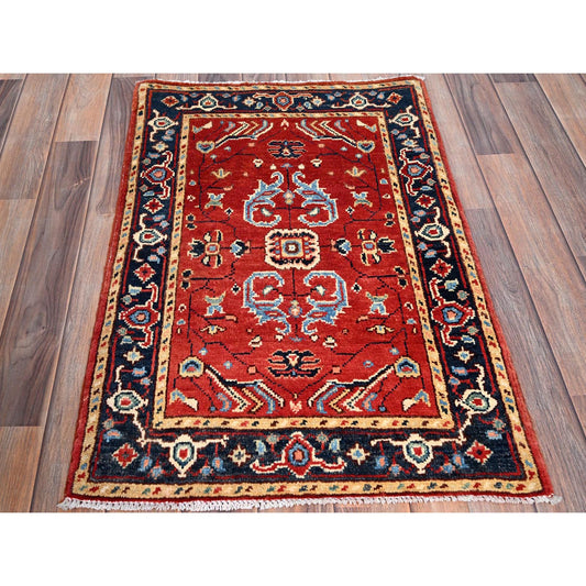Heriz Wool Hand Knotted Rug Red Blue 2.1X2.10 -O086367