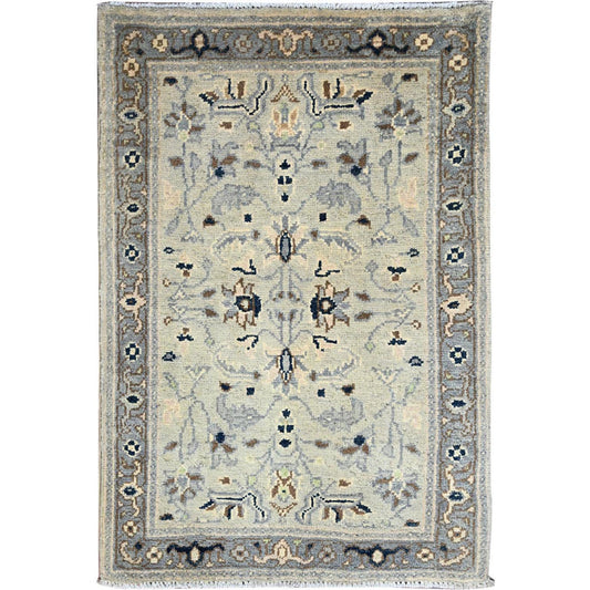 Heriz Wool Hand Knotted Rug Ivory Gray 2.1X3.0 -O086381