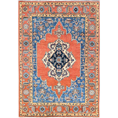 Heriz Wool Hand Knotted Rug Orange Orange 4.9X6.6 -O086384