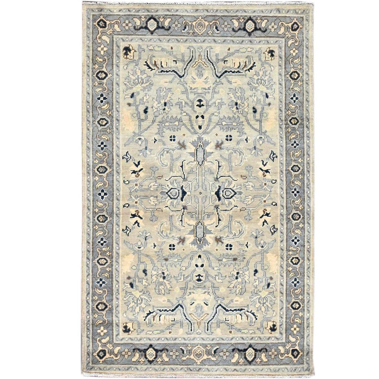 Heriz Wool Hand Knotted Rug Ivory Gray 3.0X4.10 -O086389