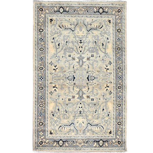 Heriz Wool Hand Knotted Rug Ivory Gray 3.0X4.10 -O086389