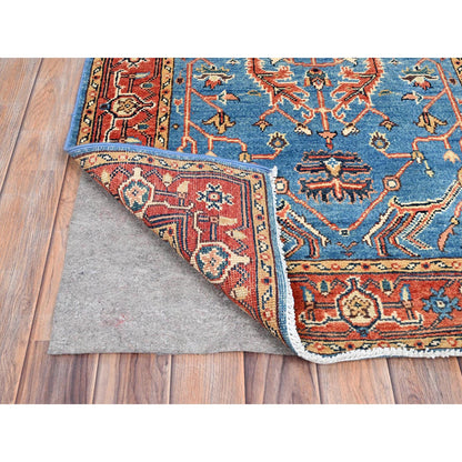 Heriz Wool Hand Knotted Rug Blue Red 3.0X5.1 -O086391