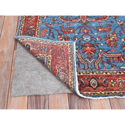 Heriz Wool Hand Knotted Rug Blue Red 2.10X4.11 -O086396
