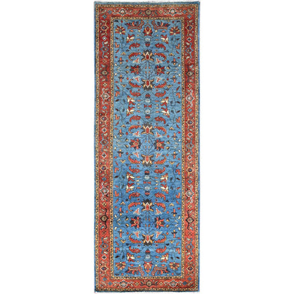 Heriz Wool Hand Knotted Rug Blue Red 2.8X7.6 -O086407