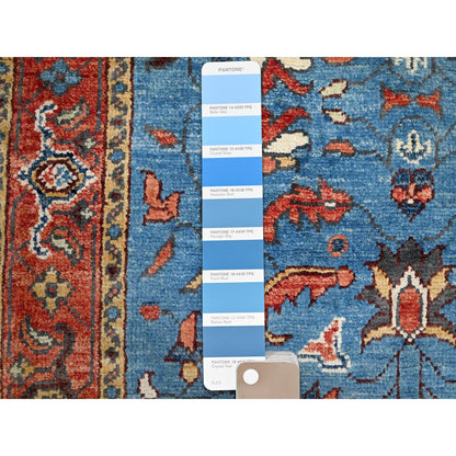 Heriz Wool Hand Knotted Rug Blue Red 2.8X7.6 -O086407