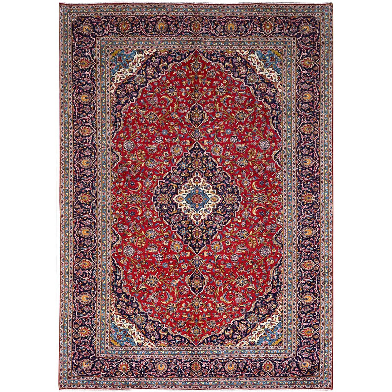 Persian Wool Hand Knotted Rug Red Blue 9.8X12.10 -O086427