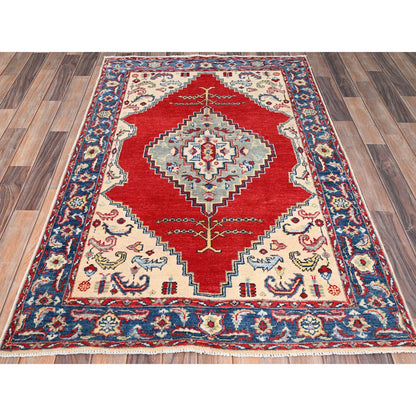 Kazak Wool Hand Knotted Rug Ivory Blue 3.10X5.8 -O086435