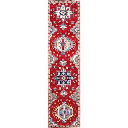 Kazak Wool Hand Knotted Rug Red Ivory 2.9X11.3 -O086442