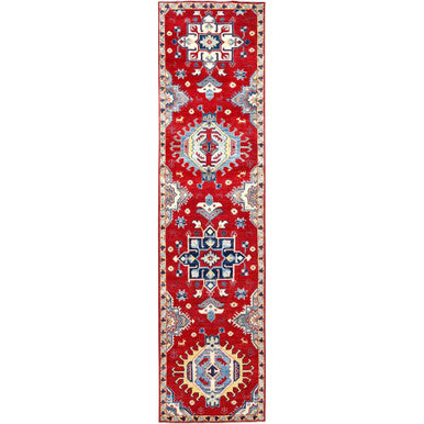 Kazak Wool Hand Knotted Rug Red Ivory 2.9X11.3 -O086442