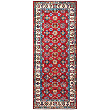 Kazak Wool Hand Knotted Rug Red Ivory 2.7X6.7 -O086443