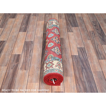 Kazak Wool Hand Knotted Rug Red Ivory 2.7X6.7 -O086443