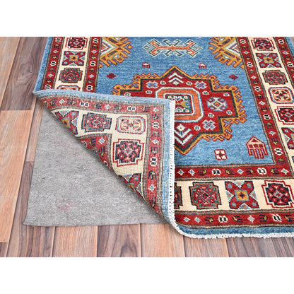 Kazak Wool Hand Knotted Rug Blue Ivory 2.10X9.9 -O086446