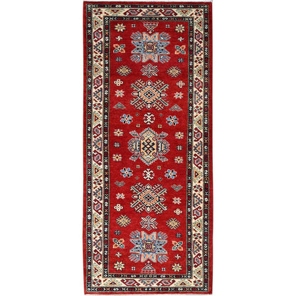 Kazak Wool Hand Knotted Rug Red Ivory 2.9X7.10 -O086448