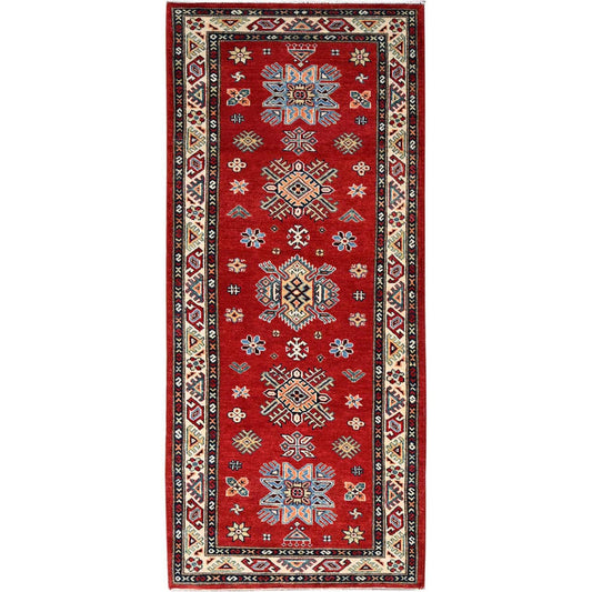 Kazak Wool Hand Knotted Rug Red Ivory 2.9X7.10 -O086448