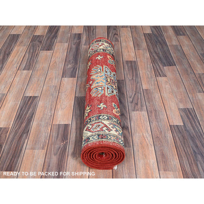 Kazak Wool Hand Knotted Rug Red Ivory 2.9X7.10 -O086448