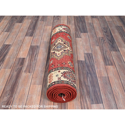 Kazak Wool Hand Knotted Rug Red Ivory 2.8X9.6 -O086450